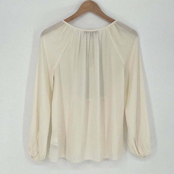 Banana Republic Womens Boho Tassel Embroidered Blouse Size XSP Ivory Long Sleeve - Picture 2 of 8
